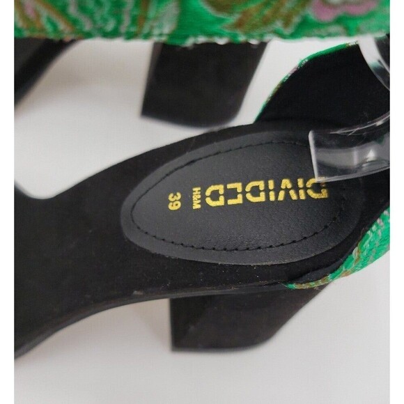 H&M Green floral Block Heeled Sandals - Picture 5 of 9